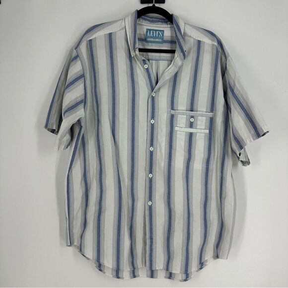 LEVI’S Men’s Vintage Striped Casual Button Down Short Sleeve Top Sz XL - Picture 1 of 9